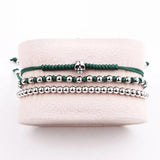 Stainless Steel Beads Skull Macrame Bracelet Set