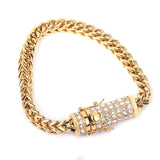 Stainless Steel Franco Link Bracelet Hip hop Rhinestone Chain 21cm