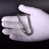 Stainless Steel Franco Link Bracelet Hip hop Rhinestone Chain 21cm
