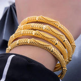 4Pcs/lot 24K Dubai Bracelet Bangles For women Wife African Bridal Wedding