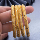 4Pcs/lot 24K Dubai Bracelet Bangles For women Wife African Bridal Wedding