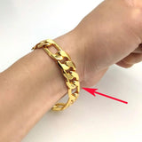 Men's Italian Link Bracelet 24K Plated 8.46in 12mm Thick Chain