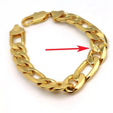 Men's Italian Link Bracelet 24K Plated 8.46in 12mm Thick Chain