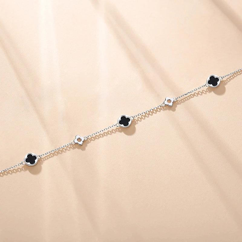 Four Leaf Clover Bracelet Zircon Silver Jewelry for Women