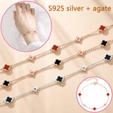 Four Leaf Clover Bracelet Zircon Silver Jewelry for Women
