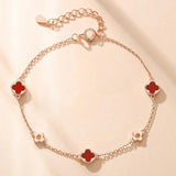 Four Leaf Clover Bracelet Zircon Silver Jewelry for Women