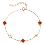 Four Leaf Clover Bracelet Zircon Silver Jewelry for Women