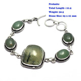 Coral Carnelian Green Quartz Amethyst Peridot Prehnite Bracelet