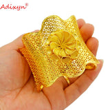 Big Flower Design Bangles for Women 24k African Jewelry Dubai Cuff Bracelet