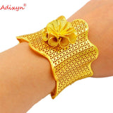 Big Flower Design Bangles for Women 24k African Jewelry Dubai Cuff Bracelet