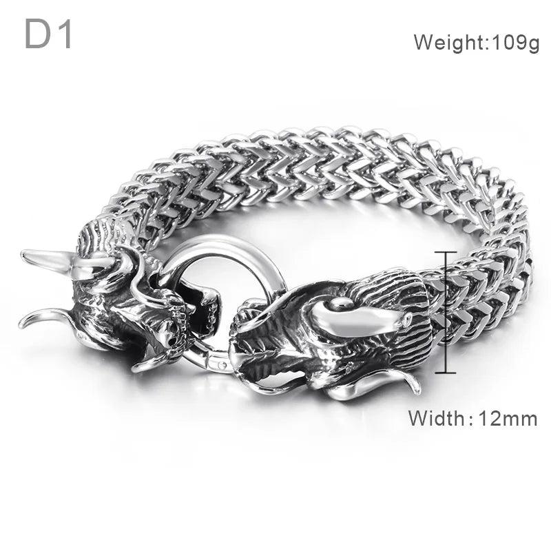 Hiphop Dragon Mesh Chain Bracelet Stainless Steel