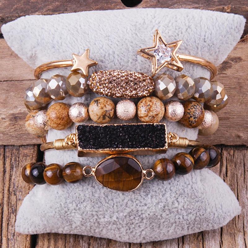 Boho Beaded Bracelet 5pc Stack Bracelet Sets For Women