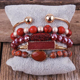 Boho Beaded Bracelet 5pc Stack Bracelet Sets For Women
