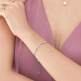 925 Silver Crystal Tennis Bracelet Adjustable Chain Jewelry Birthday Gift