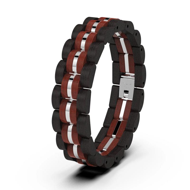 Stainless Steel Wood Men Bracelet Casual Jewelry Gift