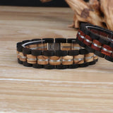 Stainless Steel Wood Men Bracelet Casual Jewelry Gift