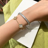Shine Clover Style CZ Copper Bangle for Women