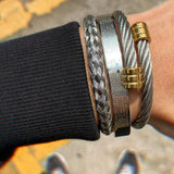 Cross Bangle Men Bracelet Cuff Stainless Steel Titanium Faith Bangle