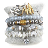 5pc Beaded Bracelet Set for Women, Bangle Stack Jewelry