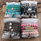 5pc Beaded Bracelet Set for Women, Bangle Stack Jewelry