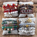5pc Beaded Bracelet Set for Women, Bangle Stack Jewelry