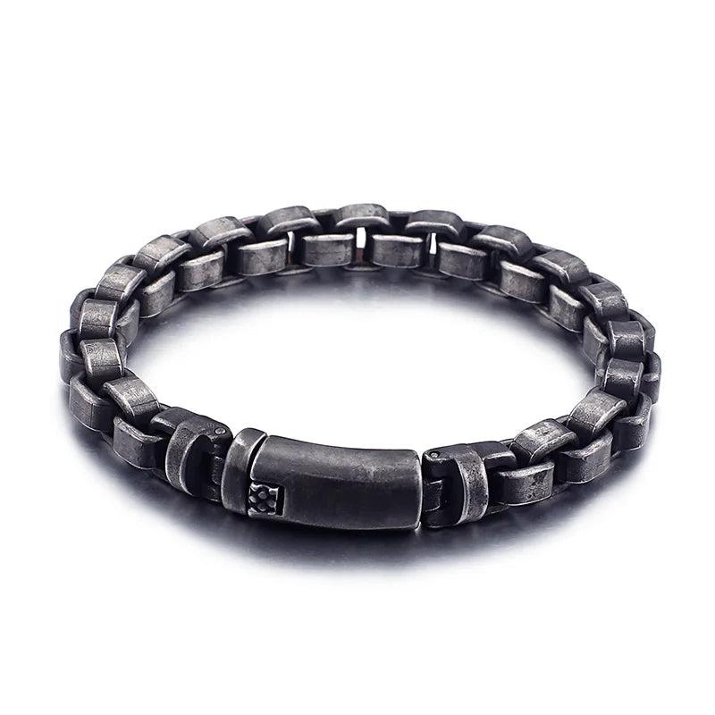 Vintage Stainless Steel Matte Link Chain Bracelet