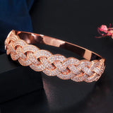 CWWZircons Iced Out CZ Stone Big Bangle Bracelet for Women