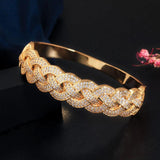 CWWZircons Iced Out CZ Stone Big Bangle Bracelet for Women