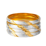 2-Tone Silver Bangles Dubai Bracelet for Women Ethiopian Wedding African