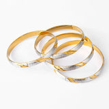 2-Tone Silver Bangles Dubai Bracelet for Women Ethiopian Wedding African