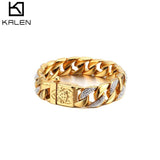 Men's Gold/Silver Hip Hop ZC Cuban Chain Bracelet Stainless Steel 316L