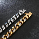 Men's Gold/Silver Hip Hop ZC Cuban Chain Bracelet Stainless Steel 316L