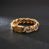 Men's Gold/Silver Hip Hop ZC Cuban Chain Bracelet Stainless Steel 316L