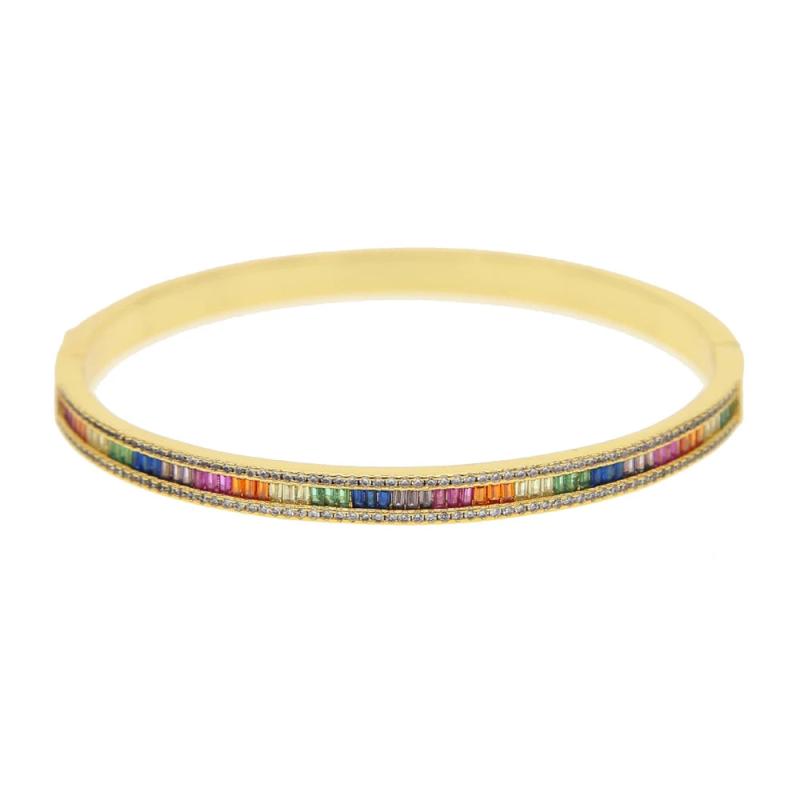 Rainbow CZ Open Cuff Bangle Xmas Gift