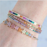 Rainbow CZ Open Cuff Bangle Xmas Gift