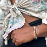 Rainbow CZ Open Cuff Bangle Xmas Gift