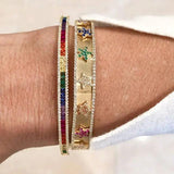 Rainbow CZ Open Cuff Bangle Xmas Gift