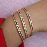 Rainbow CZ Open Cuff Bangle Xmas Gift
