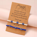 10pcs Evil Eye Bracelet Set Colorful Crystal Bead Rope Chain Bangle Jewelry