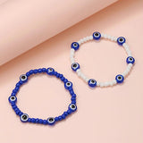 10pcs Evil Eye Bracelet Set Colorful Crystal Bead Rope Chain Bangle Jewelry