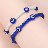 10pcs Evil Eye Bracelet Set Colorful Crystal Bead Rope Chain Bangle Jewelry