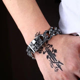 Beier Punk Rock Skull Men Bracelets Biker Stainless Steel Chain Jewelry