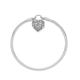 925 Silver Heart Clasp Snake Bracelet for Women