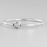 Sparkling Heart Clasp Bangle Bracelet 925 Silver Gift Love