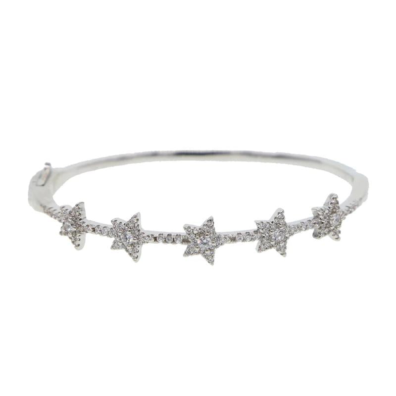 Micro Pave CZ Star Bangle Bracelet