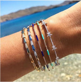 Micro Pave CZ Star Bangle Bracelet