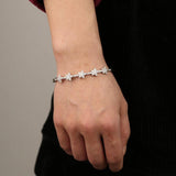 Micro Pave CZ Star Bangle Bracelet