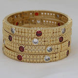 Red Rhinestone Bangles for Women - Indian Bride Gift