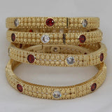 Red Rhinestone Bangles for Women - Indian Bride Gift