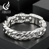 Fongten Cross Metal Chain Beads Punk Bracelet